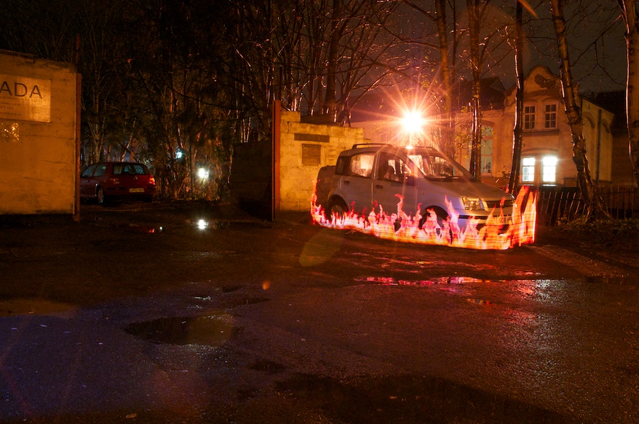 A car on fire